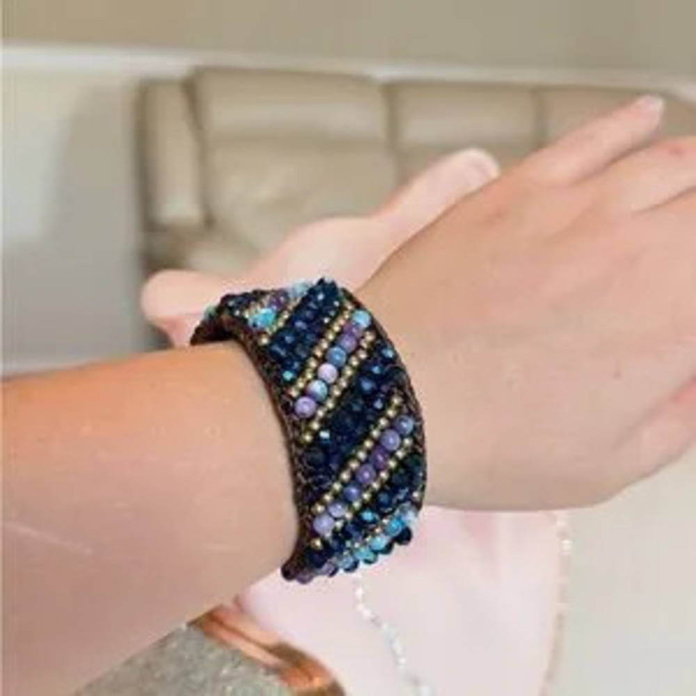 Beaded Bracelet with Blue and Purple Accents